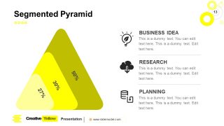 PowerPoint Pyramid Segment Slide Yellow Theme