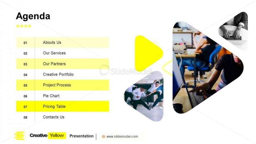 PowerPoint Agenda Slide Yellow Theme