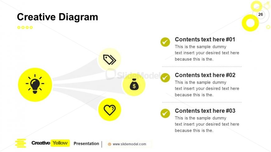 PowerPoint 3 Steps Diagram Slide Yellow Theme