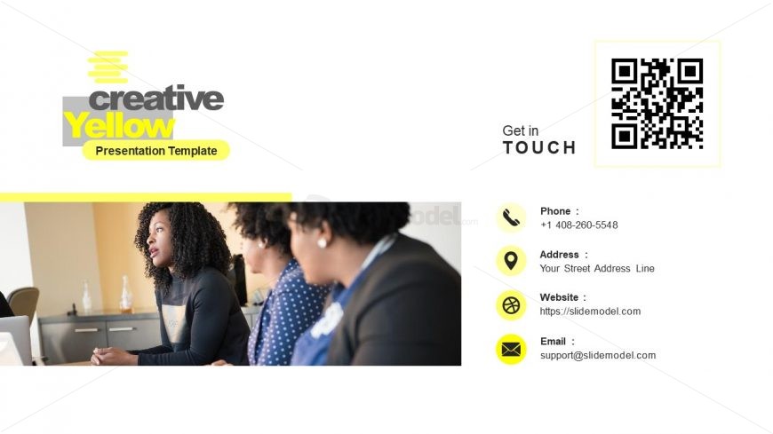 PowerPoint Contacts Slide Yellow Theme