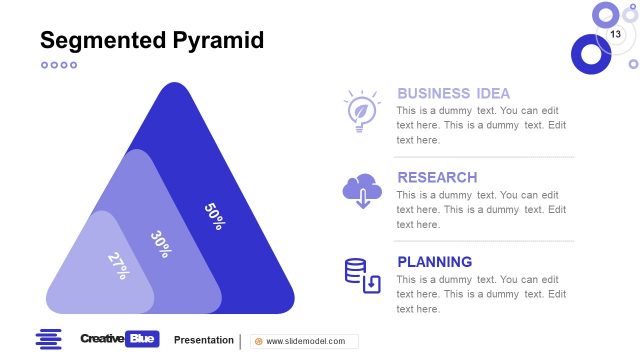 Creative Blue PowerPoint Concentric Triangles Slide