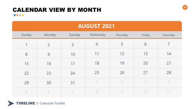 2021 August Calendar PowerPoint Slide