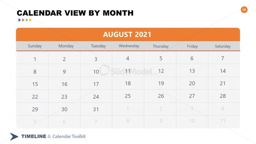 PPT Slide August Calendar 2021