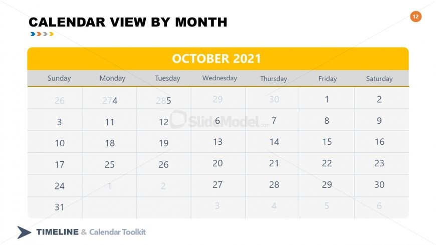 PPT Slide October Calendar 2021