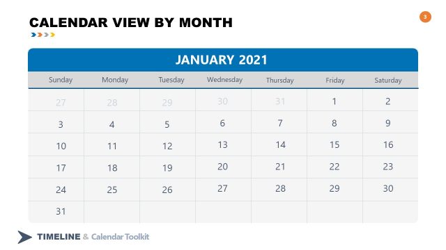 2021 January Calendar PowerPoint Slide