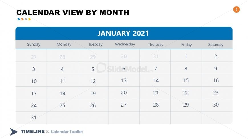 PPT Slide January Calendar 2021