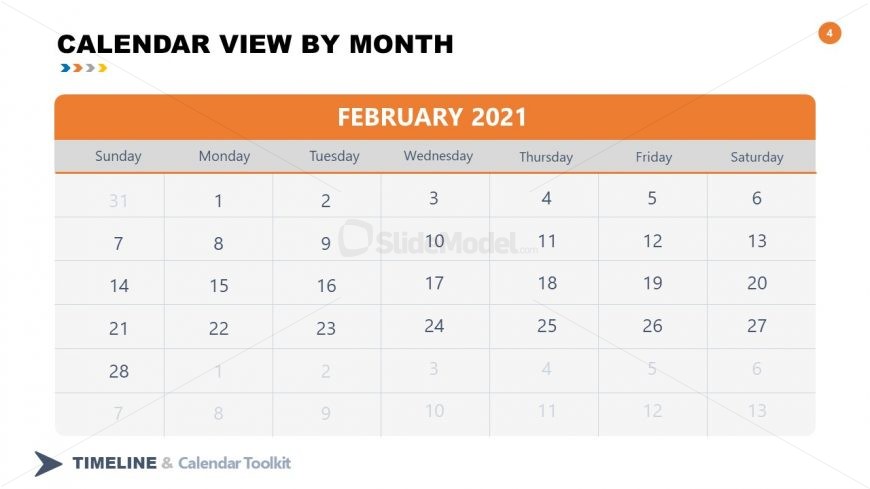 PPT Slide February Calendar 2021