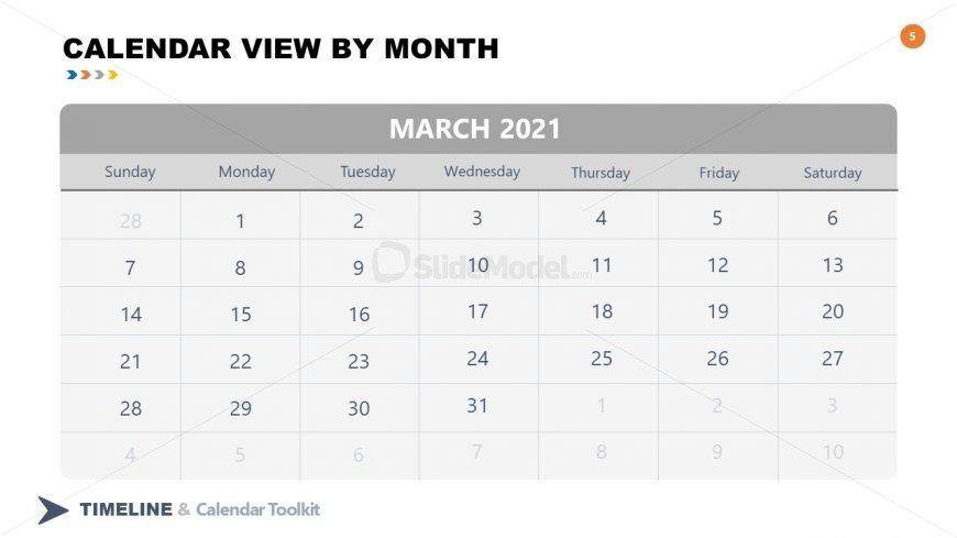 PPT Slide March Calendar 2021
