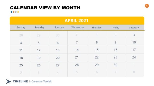 2021 April Calendar PowerPoint Slide