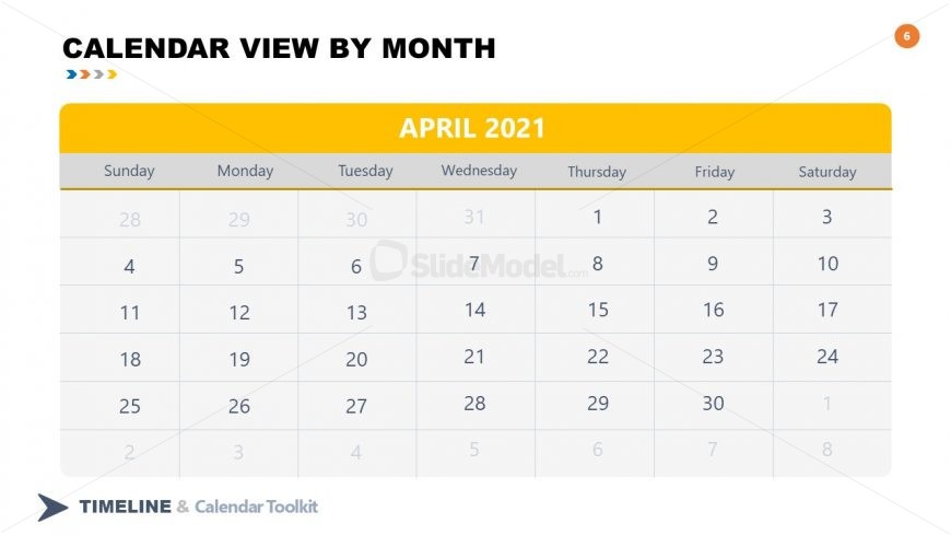 PPT Slide April Calendar 2021