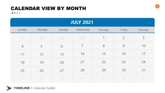 2021 July Calendar PowerPoint Slide