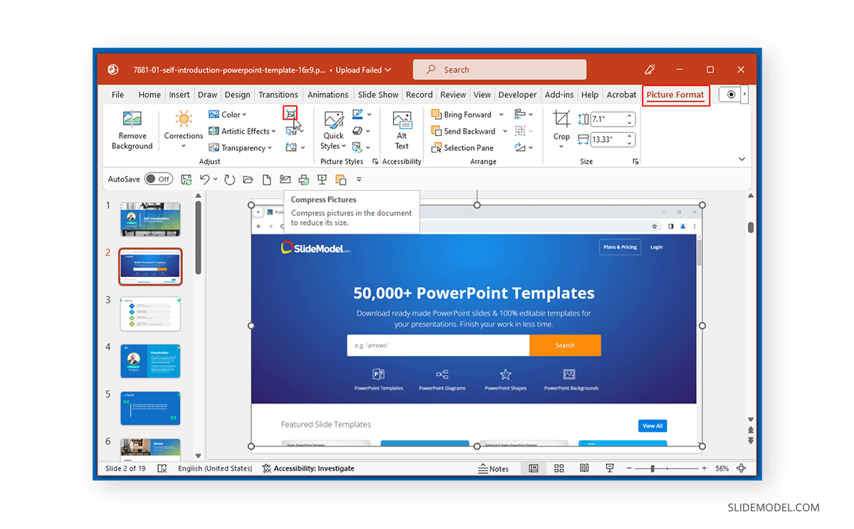 Compress screenshots in PowerPoint