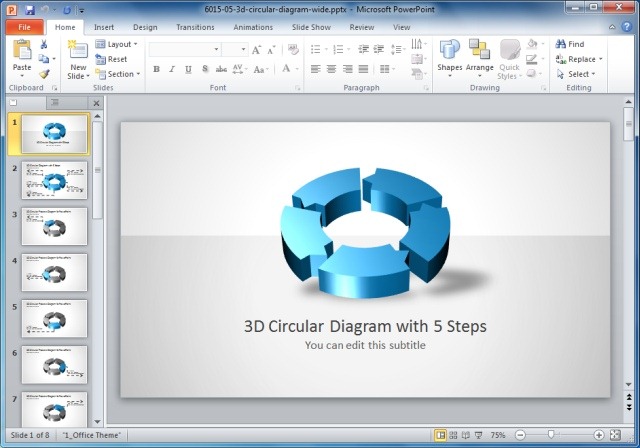 3D Circular Process Diagram Template For PowerPoint
