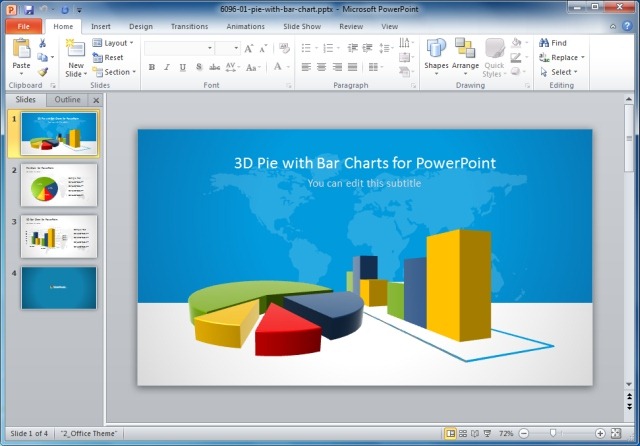 3D Pie And Bar Charts PowerPoint Template