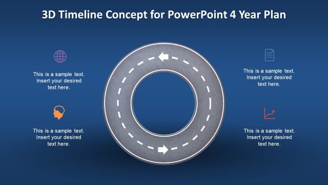 3D Animated 4 Year Timeline PPT