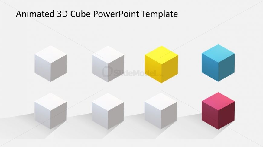 8 Cube Slide of Colorful Objects