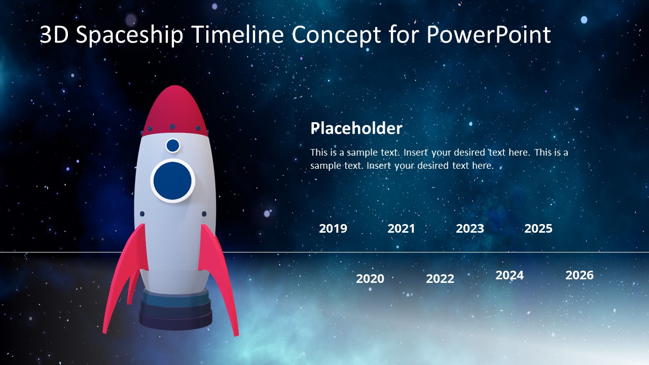 Animated 3D Spaceship Timeline Concept for PowerPoint - SlideModel