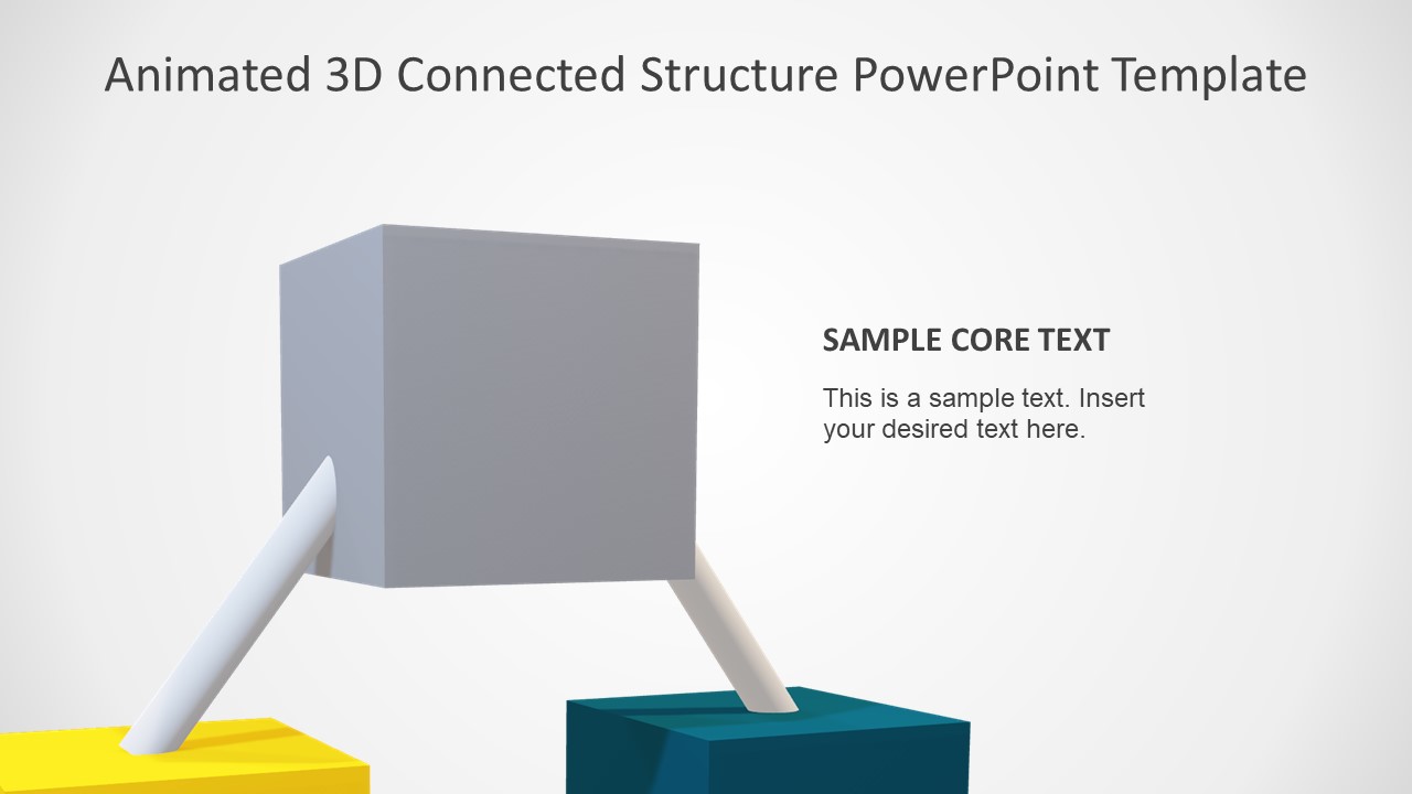 3 Item Animated 3D Connected Structure PowerPoint Template