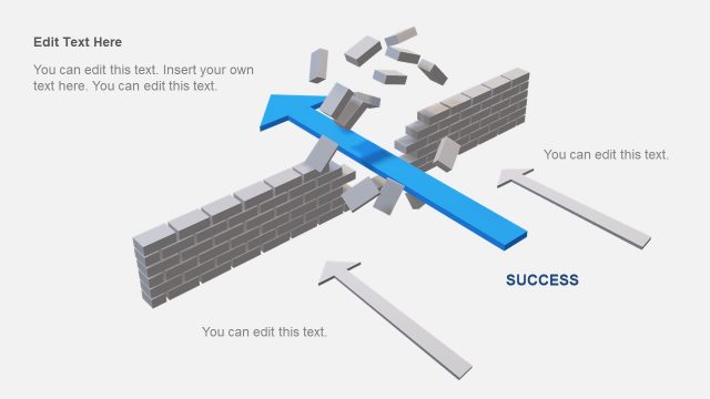 3 Arrows PPT Crossing Wall Concept