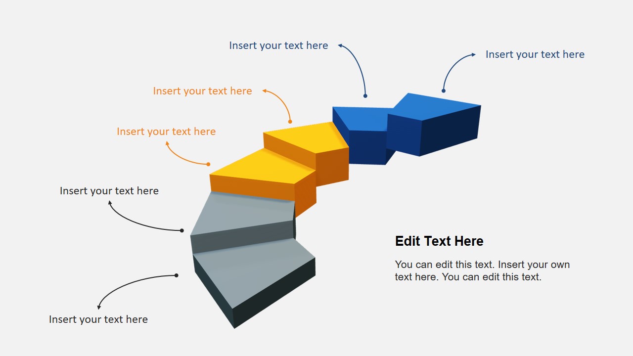 Animated 3d Three Segments Stairs Diagram Template For Powerpoint Slidemodel 7028