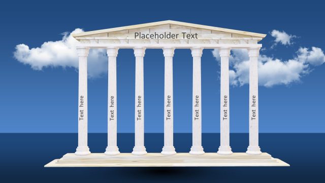 Editable Pillars Diagram Slide with Text on Pillars