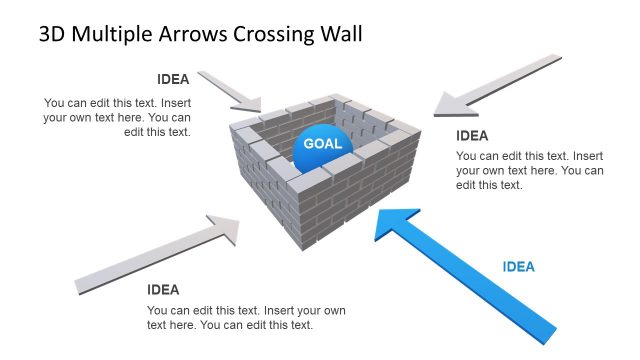 Animated 3D Multiple Arrows Crossing Wall PowerPoint Template