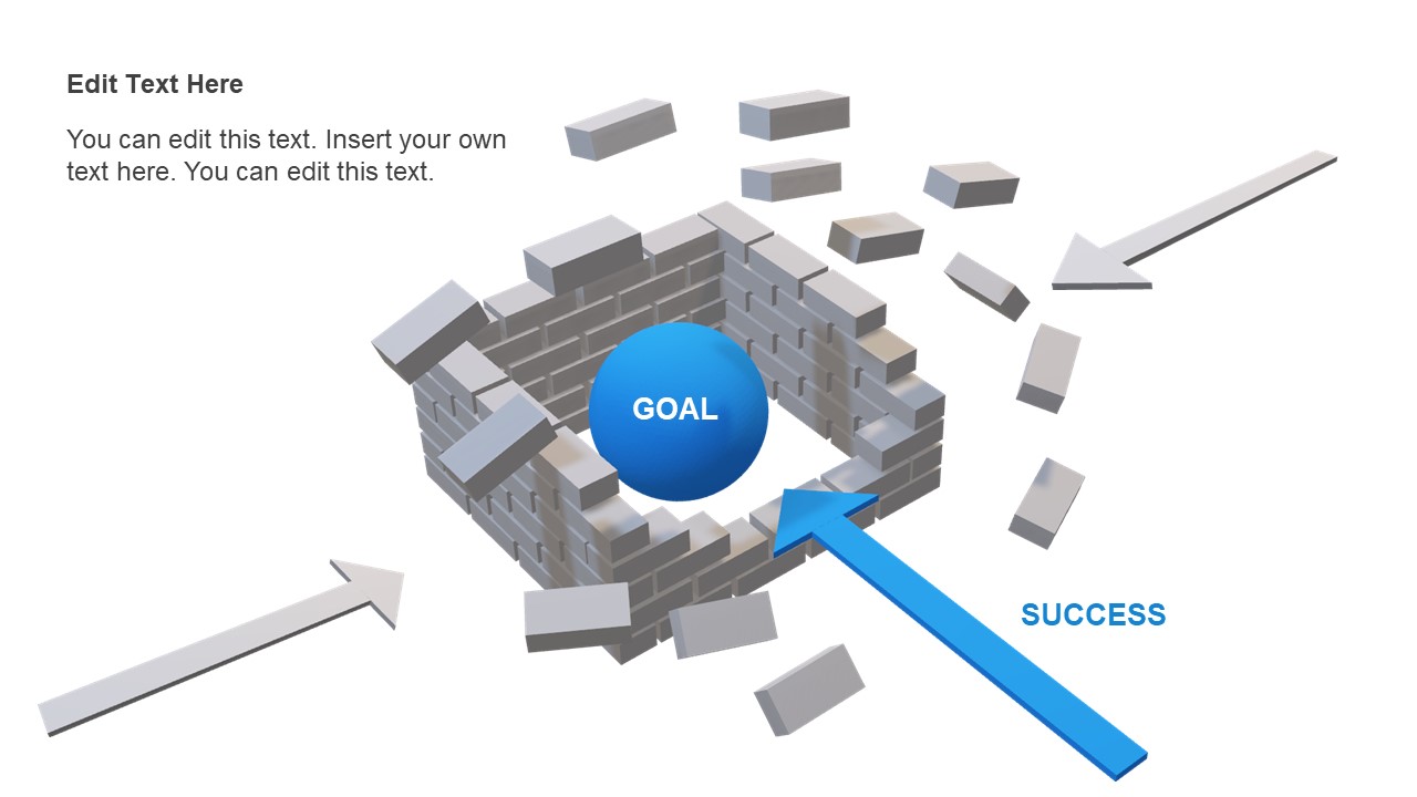 Animated 3D Multiple Arrows Crossing Wall PowerPoint Template