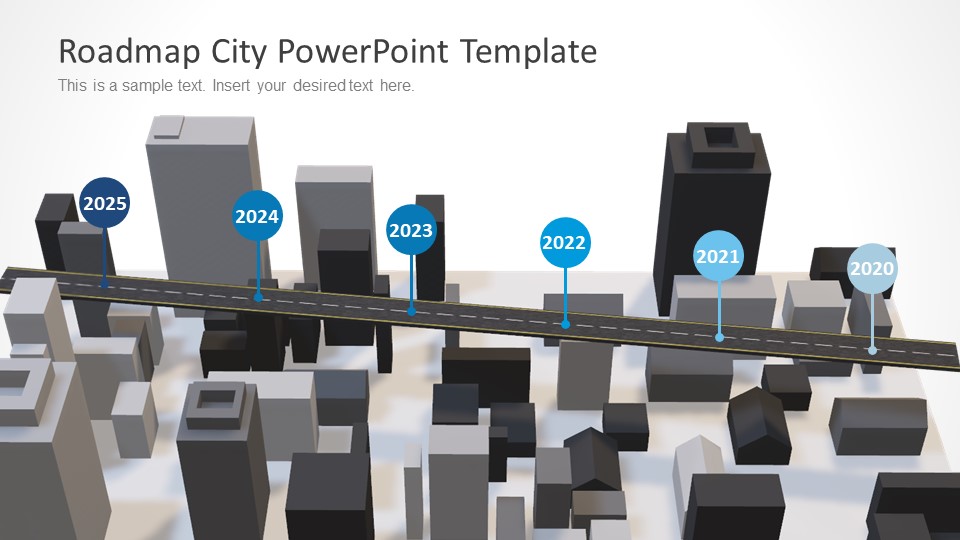 Animated 3D Roadmap City PowerPoint Template - SlideModel