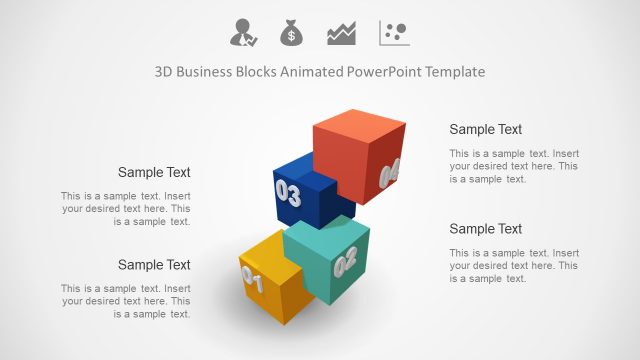 4 Steps PowerPoint 3D Model Blocks