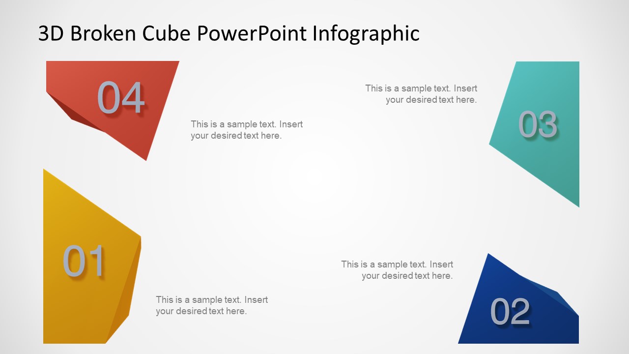 Open 3D Cube PowerPoint 3 Steps Diagram 
