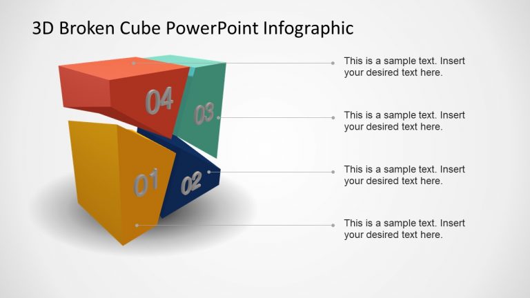 4 Segments 3D Cube Template Diagonal - SlideModel