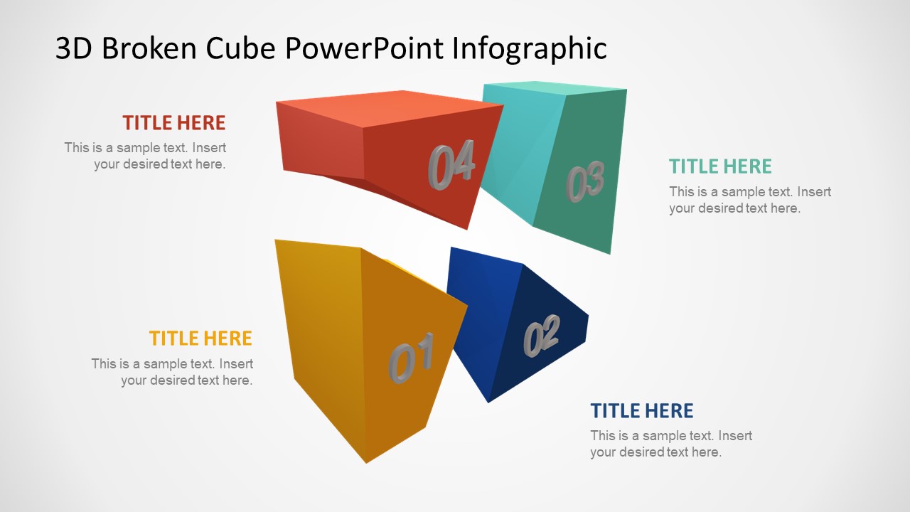 Presentation of 3D Cube 4 Steps Diagram 