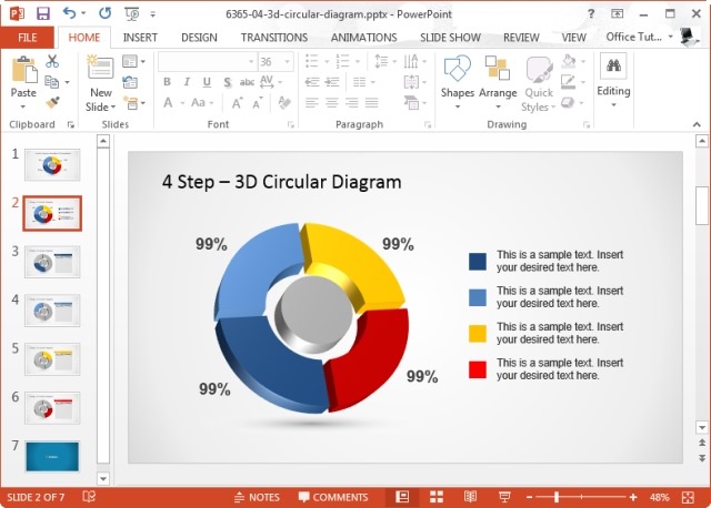 4 Step 3D Circular Diagram Template for PowerPoint