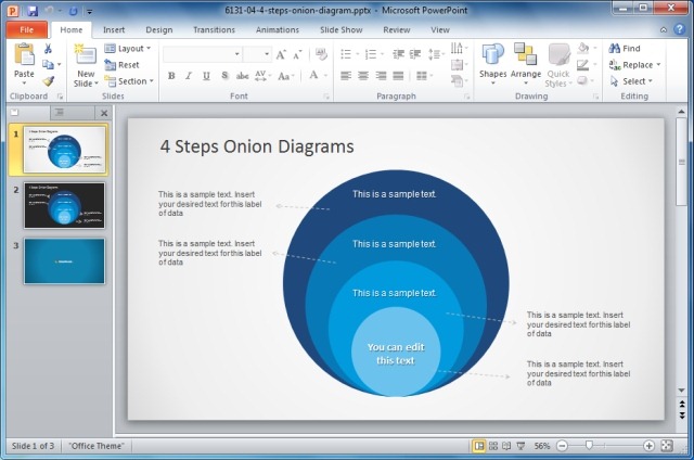 4 Steps Onion Diagrams for PowerPoint