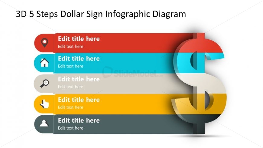 3D Segments Dollar Sign Infographic Template 