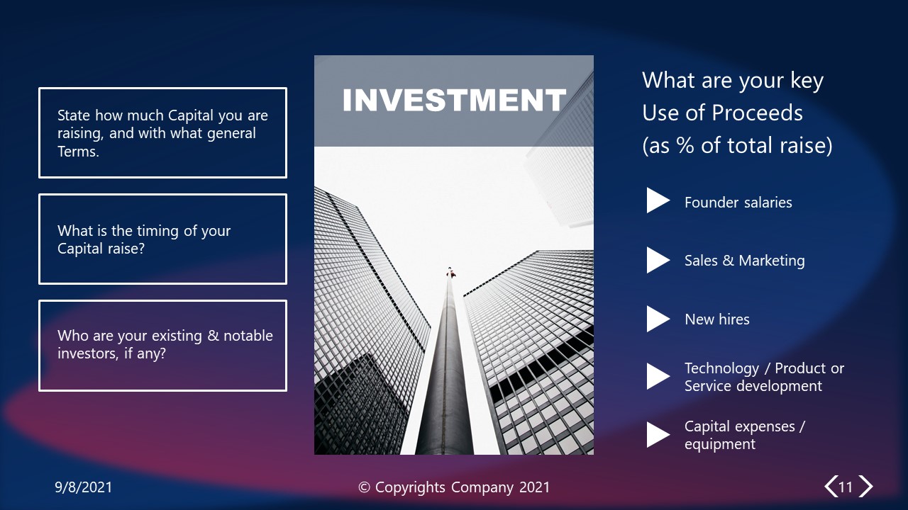 PowerPoint Elevator Pitch Investment  Slide