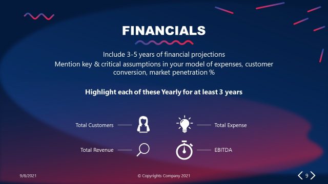 Gradient Elevator Pitch Financials Template