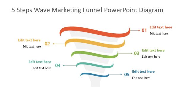 5 Steps Wave Marketing Funnel PowerPoint Diagram