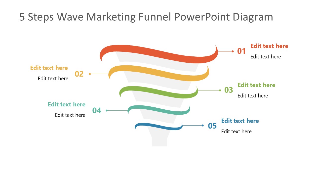 PowerPoint Funnel Diagram 5 Steps Template 