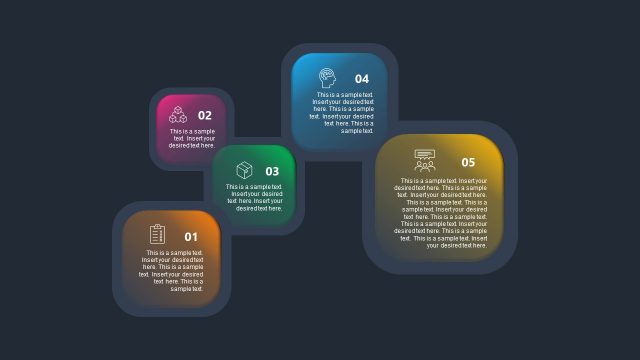 5 Steps Gradient Squares PowerPoint Diagram