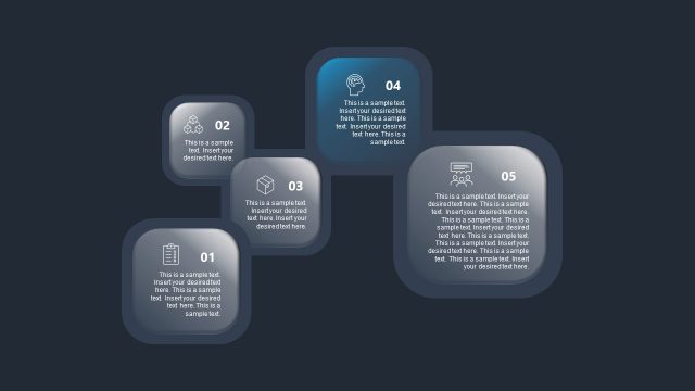PowerPoint Diagram of Gradient Squares Step 4