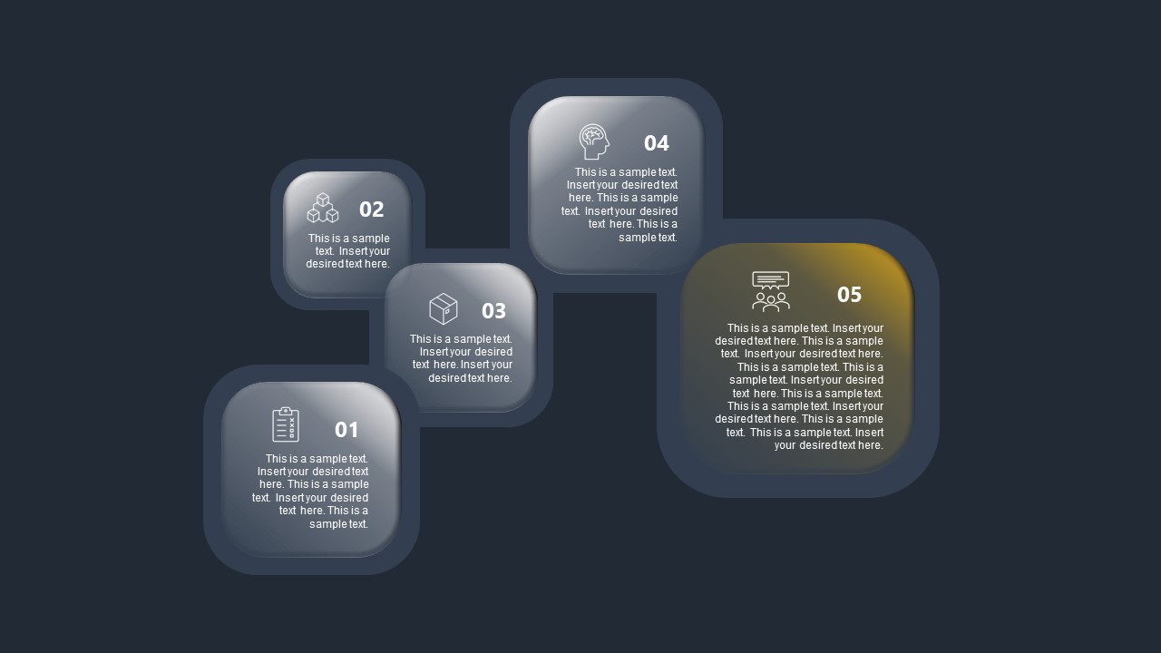 5 Steps Gradient Squares PowerPoint Diagram - SlideModel