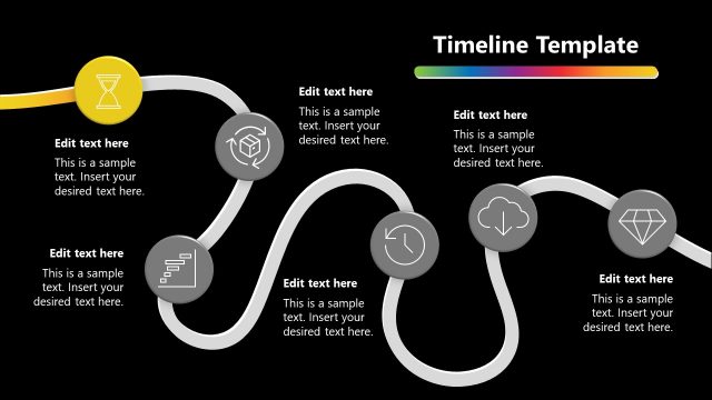 Time Icon Gradient Curved Timeline PowerPoint