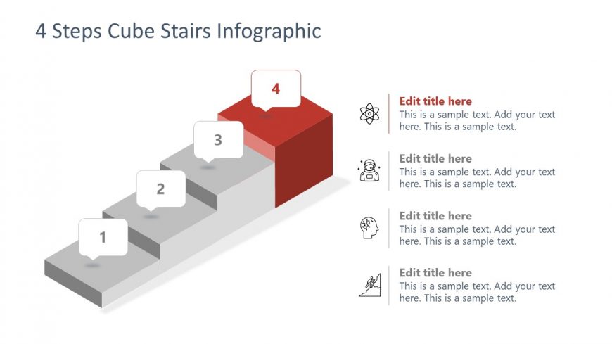 PPT Template of 3D Cube Stair Stage 4