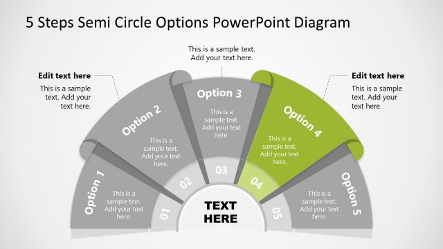 Step 4 of 5 Options Semicircle PowerPoint