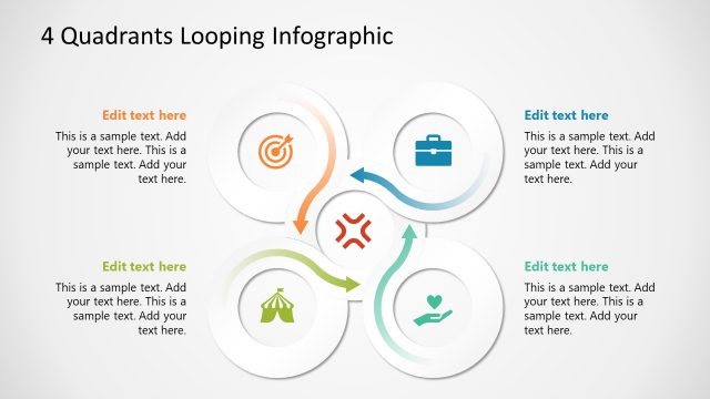 4 Quadrants Looping Infographic PowerPoint Diagram