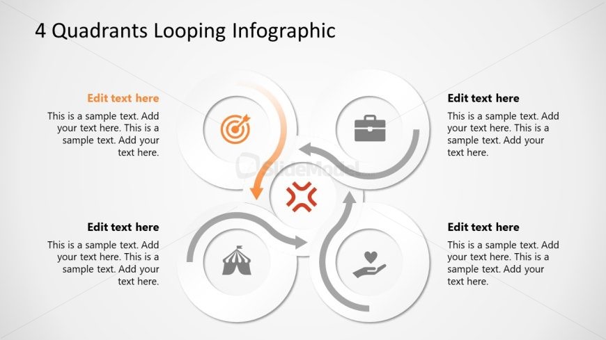 4 Quadrants Looping Infographic PowerPoint Layout