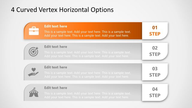 PowerPoint 4 Options Horizontal Diagram Step 1