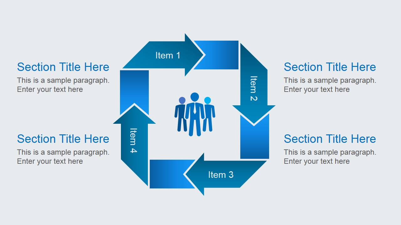 4 Arrows Square PowerPoint Template - SlideModel