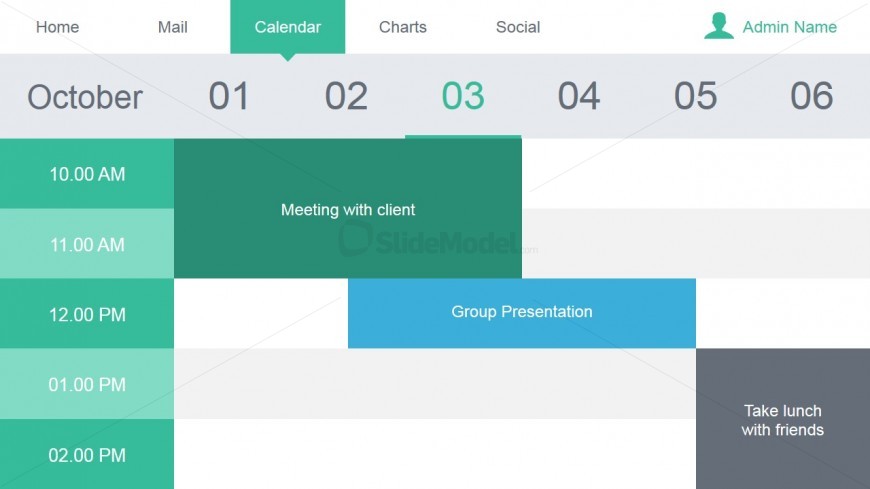 Calendar Slide Design for Data Dashboard